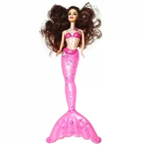 Papusa sirena roz cu lumini 30 cm Mai ieftin