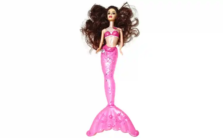 Papusa sirena roz cu lumini 30 cm Mai ieftin