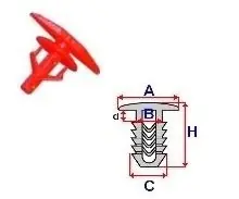 Bestseller Set 10 Bucati CLIPSURI FIXARE TOYOTA / MAZDA / HYUNDAI a - 14.7 b - 3.6 c - 6.3 d - 1.5 h - 11.2