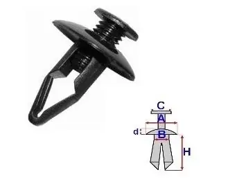 Lichidare de stoc Set 10 Bucati CLIPSURI FIXARE TOYOTA / MAZDA / HYUNDAI a - 19.4 b - 7.9 c - 9.9 d - 2.9 h - 18.8