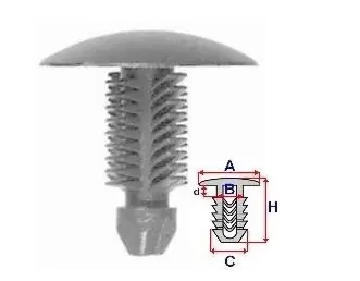 Expediere rapidă Set 10 Bucati CLIPSURI FIXARE FIAT / ALFA ROMEO / LANCIA A = 21,6mm - B = 5,4mm - C = 7,8mm - d = 3,8mm - H = 23,8mm