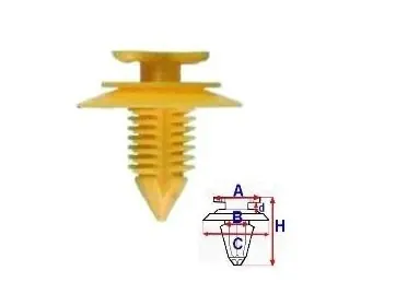 Bestseller Set 10 Bucati CLIPSURI FIXARE FIAT / ALFA ROMEO / LANCIA A = 14,3mm - B = 5.9mm - C = 21mm - d = 2,7mm - H = 22,2mm