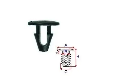 Set 25 Bucati CLIPSURI FIXARE FIAT / ALFA ROMEO / LANCIA A = 13,9mm - B = 5,8mm - C = 6,8mm - d = 4mm - H = 12mm Ofertă limitată
