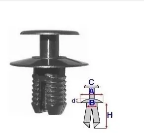 Set 10 Bucati CLIPSURI FIXARE MERCEDES A 20,3 B 8 C 15,3 d 2,4 H 14,1 Premium