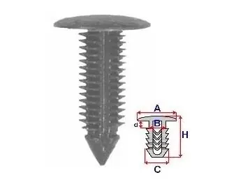 Discount Set 10 Bucati CLIPSURI FIXARE MERCEDES A = 17,8mm - B = 6,1mm - C = 9,3mm - H = 27,9mm