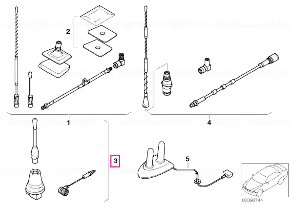 Disponibil imediat Set instalare antena acoperis DUALBAND - BMW