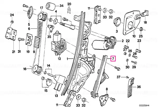 Window guide rail right - BMW Doar azi