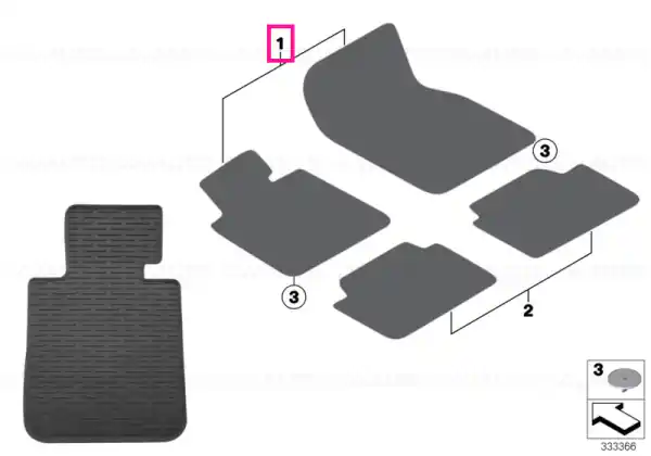 Nu rata Floor mats, all-weather, front LHD GRAU - BMW