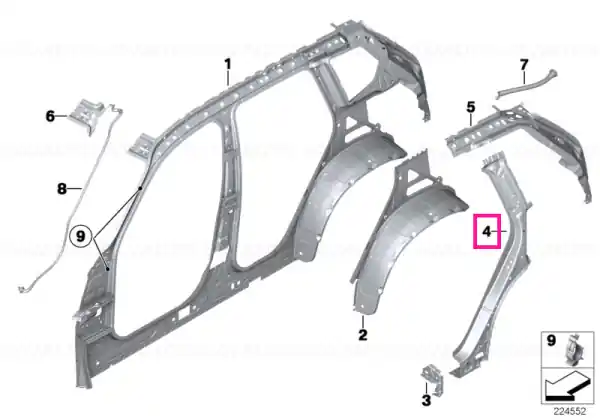 C-pillar reinforcement, right - BMW Nu rata