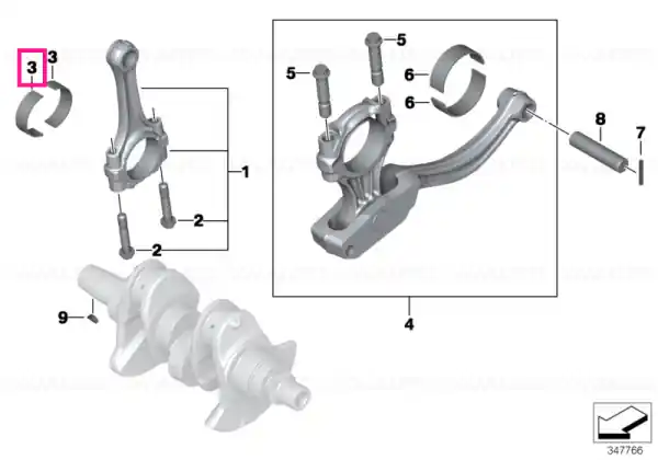 Connecting-rod bearing shell 45X48X15 - BMW Motorrad Ieftin