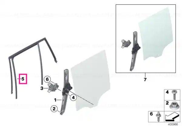 Window guide, left rear door X-LINE - BMW Transport gratuit