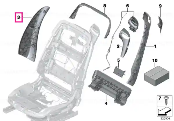 Garnitura spătar interior stânga, VERMILIONROT - BMW Ofertă specială