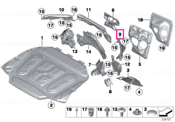 Firewall, upper section, left - BMW Ieftin