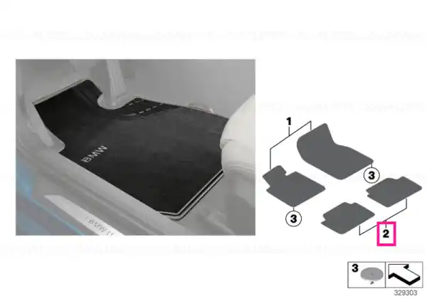Floormats, Textile, Modern, rear - BMW Livrare gratuită