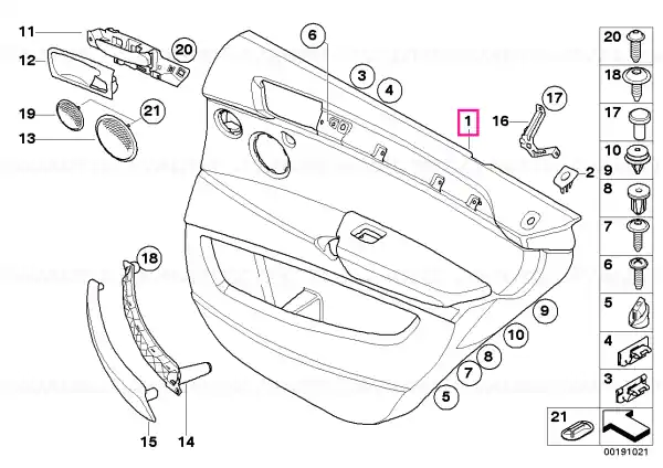 Door lining leather rear right OYSTER - BMW Bestseller