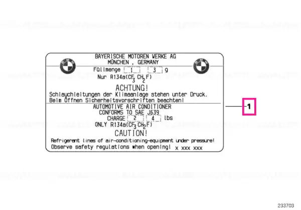 Label, coolant 580+/-10G - BMW Discount