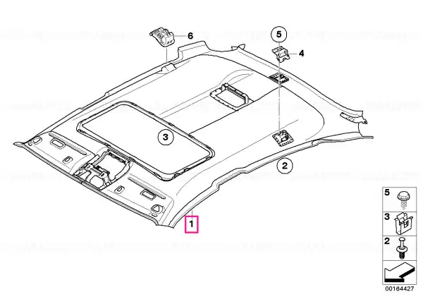 Headlining, lift-up & slide-back sunroof HIMMELGRAU - BMW Discount