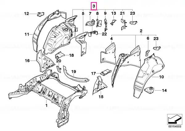 Preț mic Rear right wheelhouse, inner half - BMW