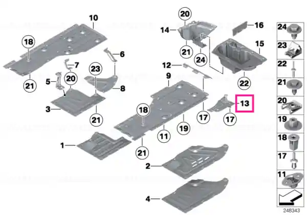 Lichidare de stoc Extension underbody paneling, right - BMW