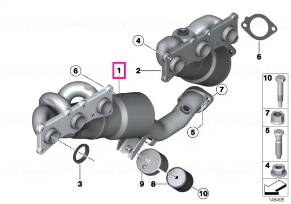 RP-exhaust manifold with catalytic conv. ZYL.1-3 EU4 - BMW Doar azi