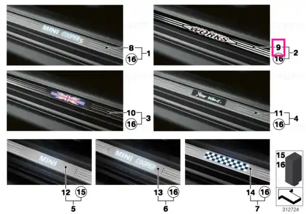 Preț redus Illuminated door sill strip left JCW - BMW - Mini