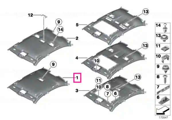 Expediere rapidă Moulded roof lining EVERESTGRAU - BMW