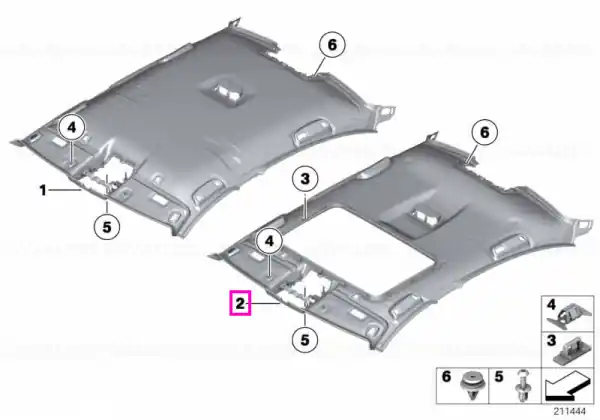 Tapiterie plafon, trapa glisanta, Gri (Everestgrau) - BMW Seria 5 F10 Expediere rapidă