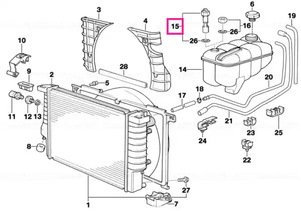 Lichidare de stoc Întrerupător nivel radiator L=109MM - BMW