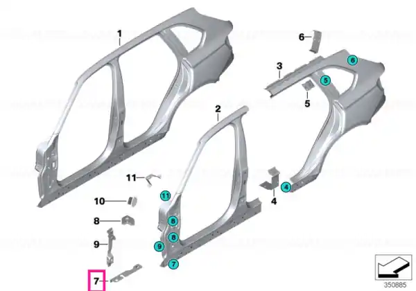 Suport panou lateral intrare dreapta - BMW Popular