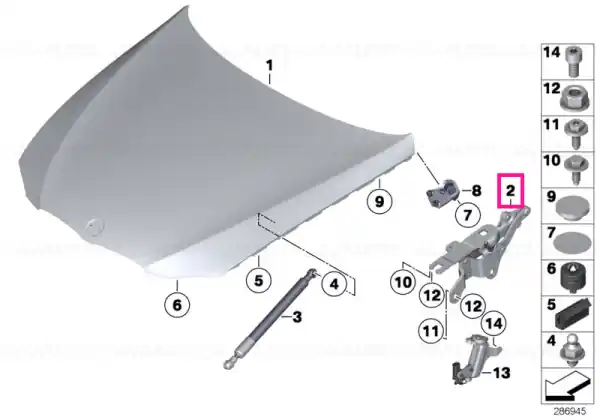 Cel mai vândut Right engine hood hinge - BMW