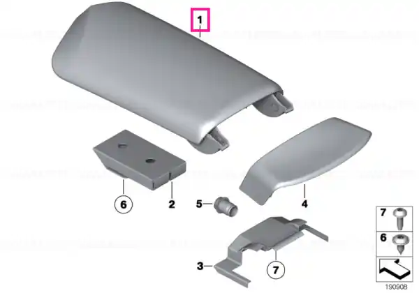 Expediere rapidă Centre arm rest, leather ELFENBEINWEISS - BMW