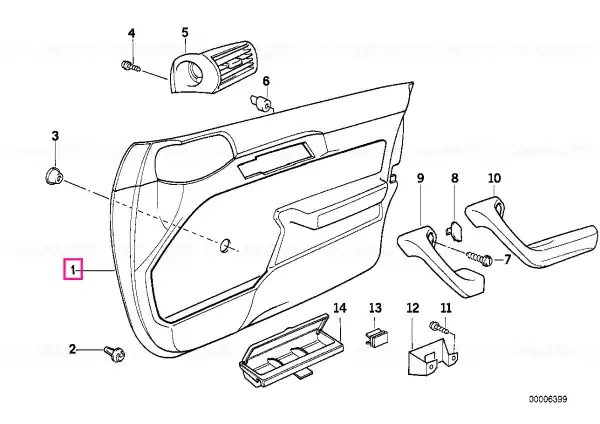 Livrare rapidă Door lining vynil front right 0396 PERGAMENT - BMW