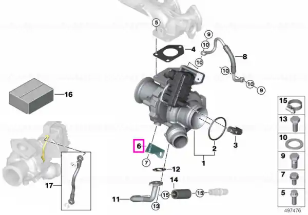 Suport turbocompresor - BMW Seria 1 F20 F21, Seria 2 F22, Seria 3 E90 E91 E92 E93 F30 F31 F34, Seria 4 F32 F33 F36, Seria 5 F07 F10 F11, X1 E84, X3 F25, X5 F15 Livrare expres