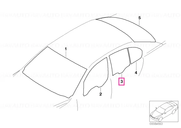 Side window, green, door, rear right - BMW Plată sigură