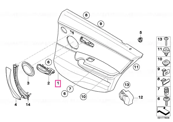 Plată securizată Door lining cloth rear left ANTHRAZIT - BMW