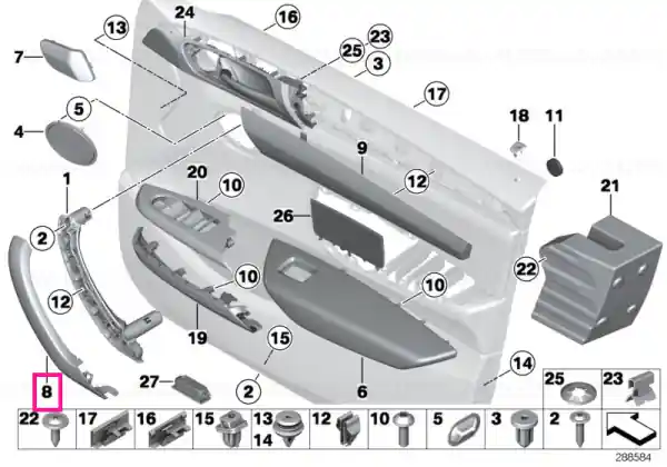 Capac mâner interior piele - SCHWARZ - BMW Transport gratuit