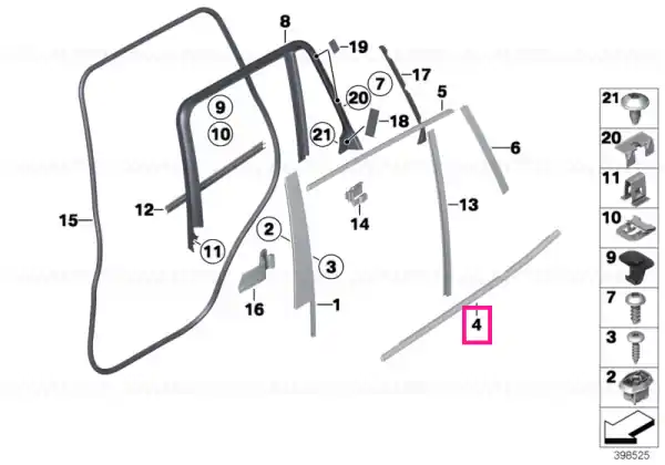 Preț promoțional Window well strip, outer, door, rear rgt - BMW