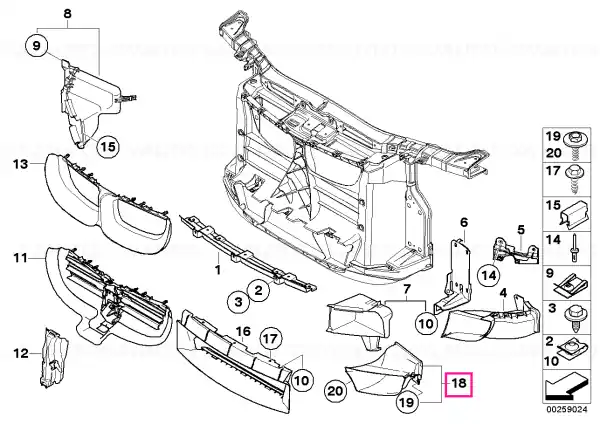 Air duct, engine-oil cooler, front right - BMW Livrare gratuită
