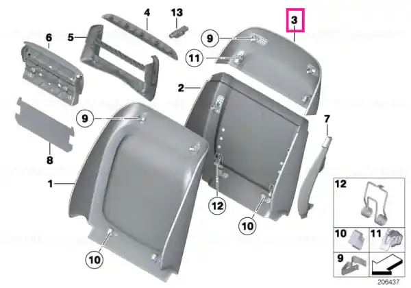 Ieftin Rear section, Comfort seat, upper SCHWARZ - BMW