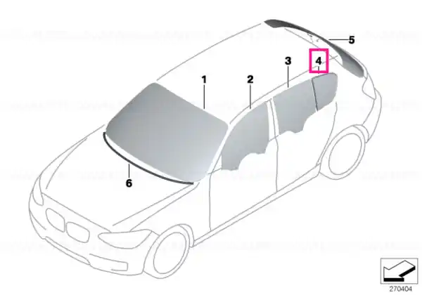 Side window, rigid, rear right - BMW Super ofertă