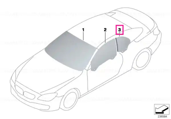Livrare expres Side window, green, rear, right - BMW