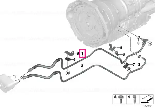 Retur gratuit Transmission oil cooler line, flow - BMW