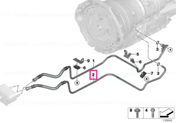 Transmission oil cooler line, return - BMW Retur ușor