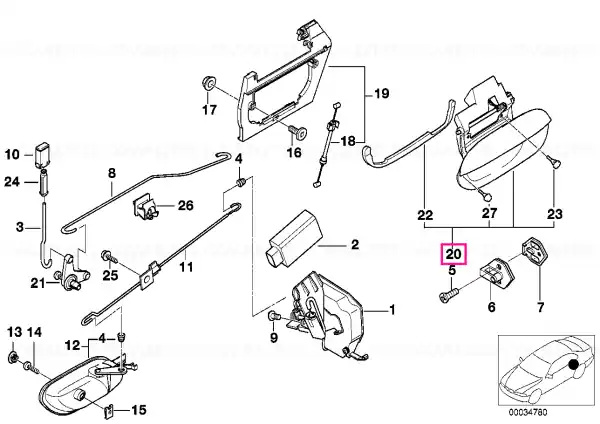 Reducere Door handle exterior left, lit GRUNDIERT/CHROM - BMW