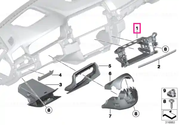 Instrument carrier, instrument panel - BMW Doar azi
