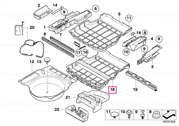 Reducere specială Storage troug luggage trunk floor - BMW