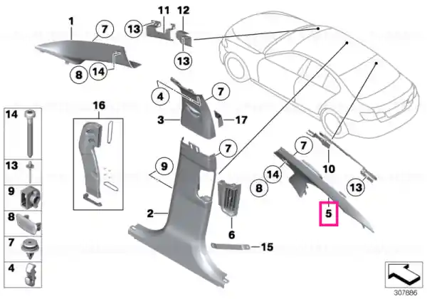 Ornament stalp C superior dreapta OYSTER - BMW Ofertă limitată