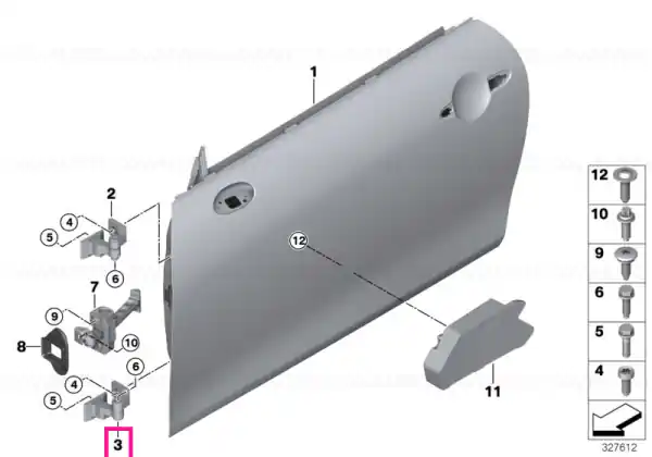 Reducere de preț Right lower front door hinge - BMW