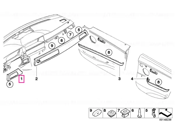 Plată sigură Decorative strip, dashboard left TITAN SHADOW - BMW