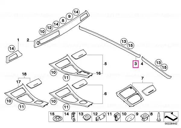 Ofertă specială Decorative strip, door front left NUSSBAUM HELL - BMW